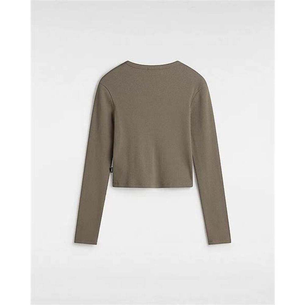 Vans Drew Ribbed Long Sleeve Top – Brown – Size M